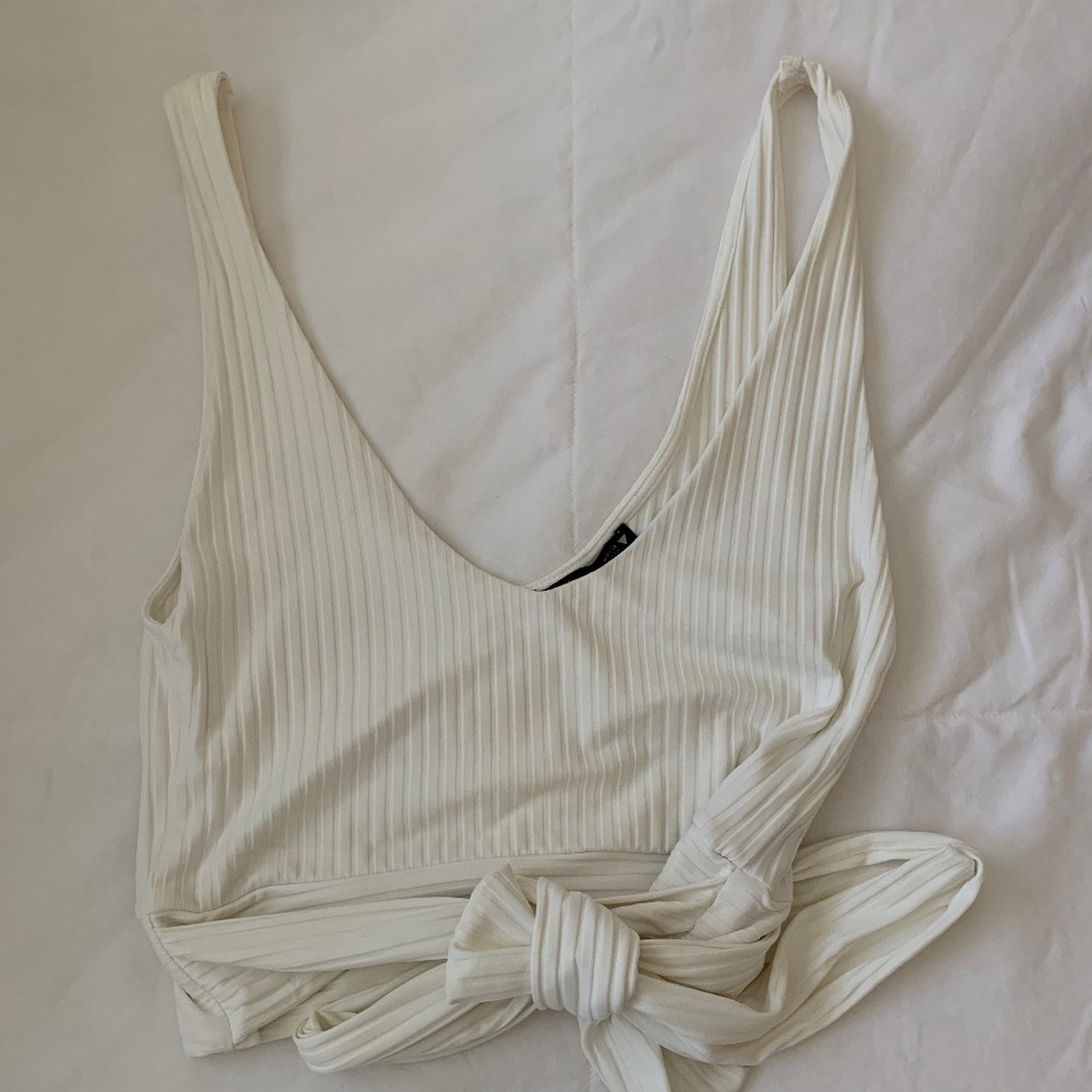 Zara white tie tank